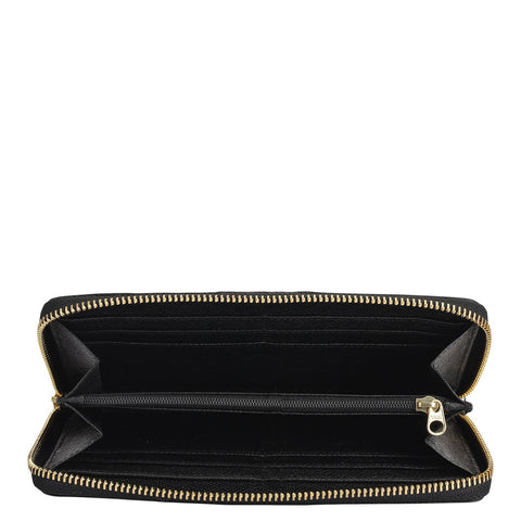 Croco Franzy Leather Ladies Wallet - Black