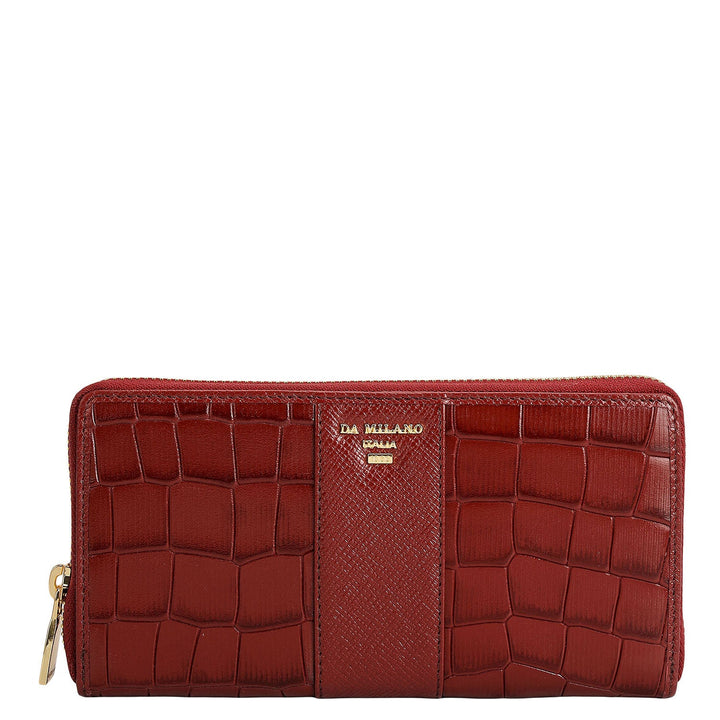 Croco Franzy Leather Ladies Wallet - Cherry