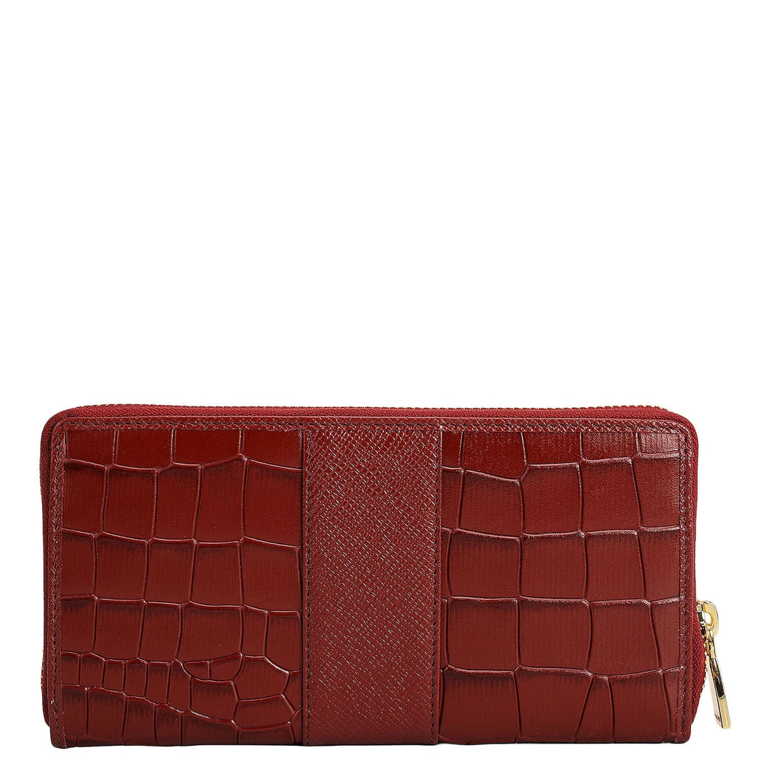 Croco Franzy Leather Ladies Wallet - Cherry