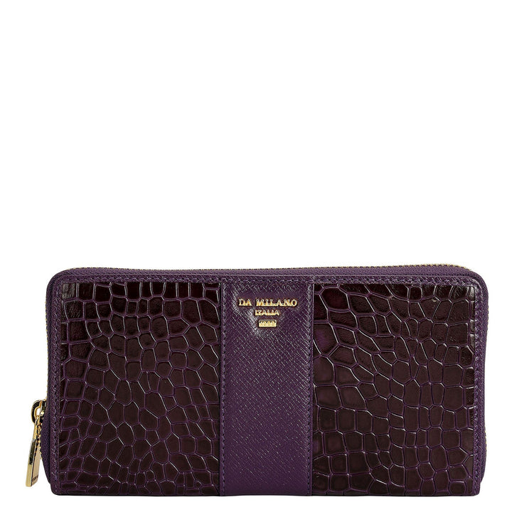 Croco Franzy Leather Ladies Wallet - Grapevine