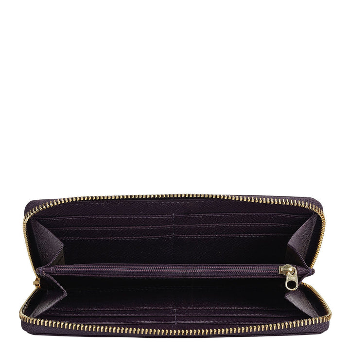 Croco Franzy Leather Ladies Wallet - Grapevine