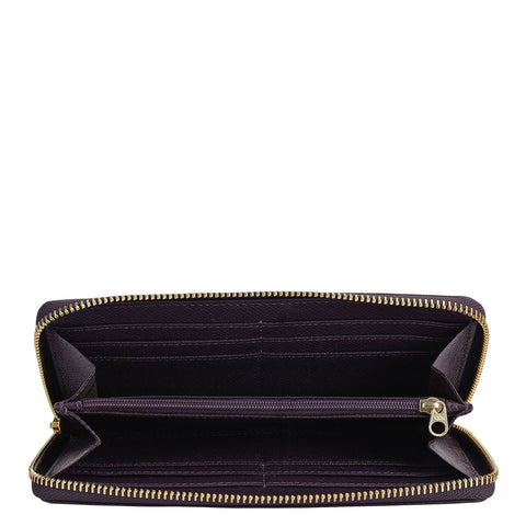 Croco Franzy Leather Ladies Wallet - Grapevine