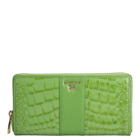 Croco Franzy Leather Ladies Wallet - Kiwi