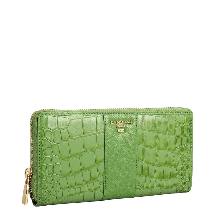 Croco Franzy Leather Ladies Wallet - Kiwi