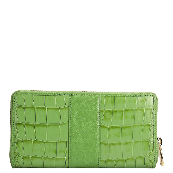 Croco Franzy Leather Ladies Wallet - Kiwi