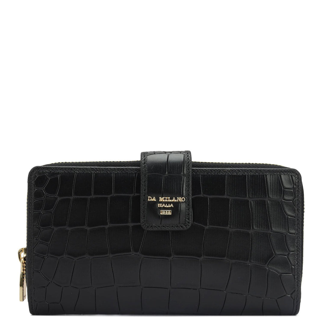 Croco Leather Ladies Wallet - Black