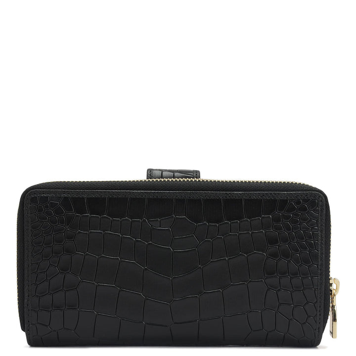 Croco Leather Ladies Wallet - Black