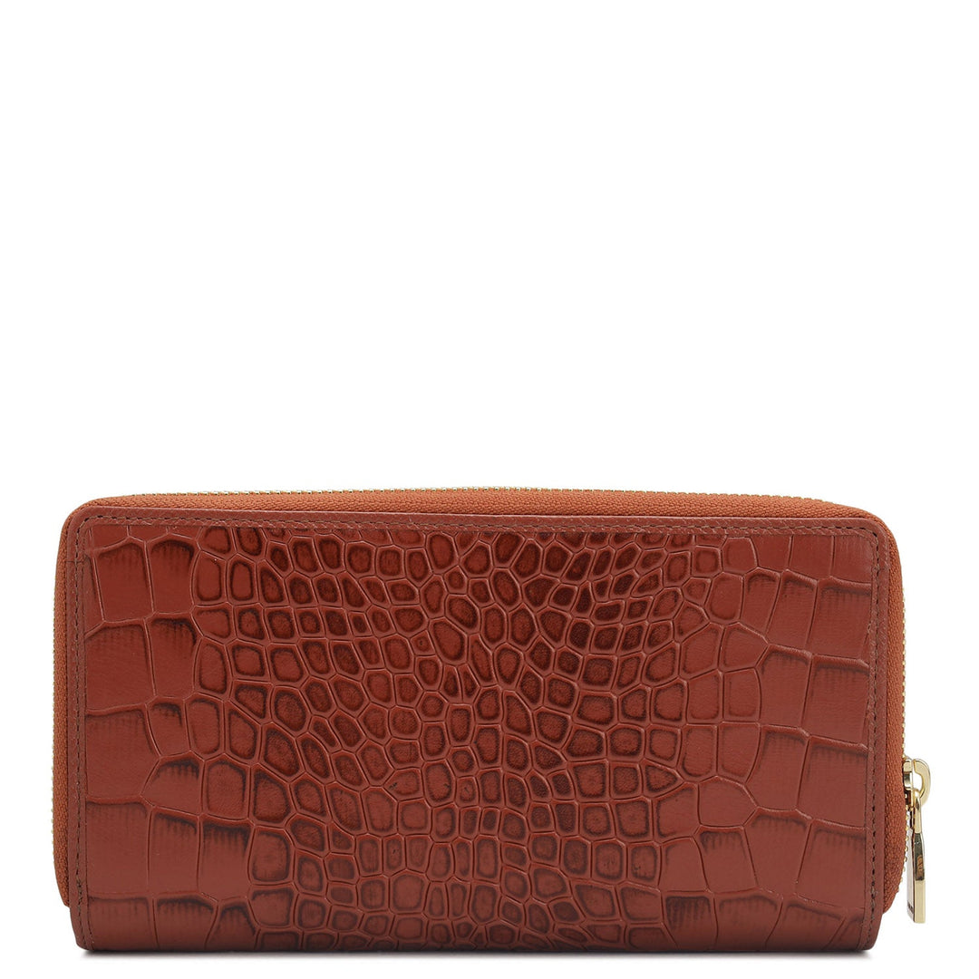 Croco Leather Ladies Wallet - Brick