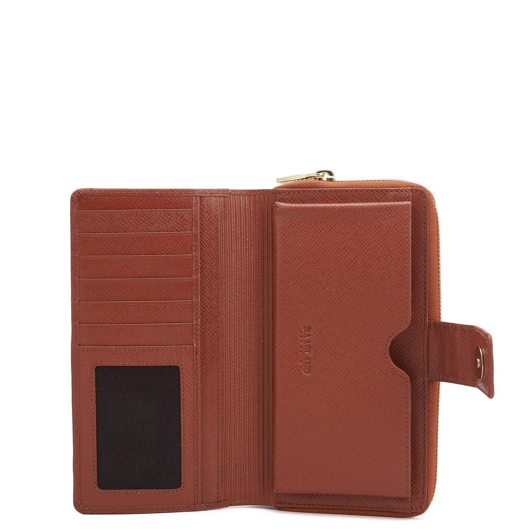 Croco Leather Ladies Wallet - Brick