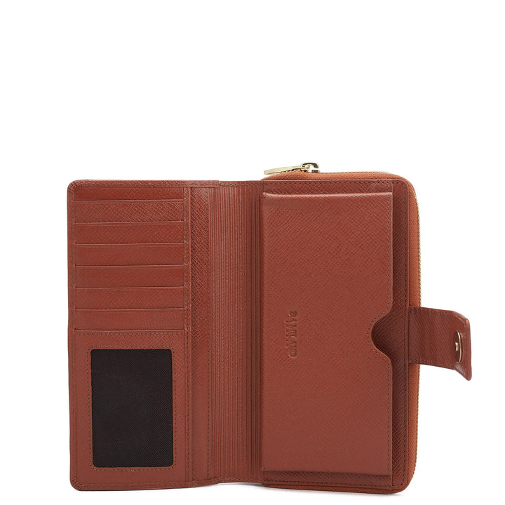 Croco Leather Ladies Wallet - Brick