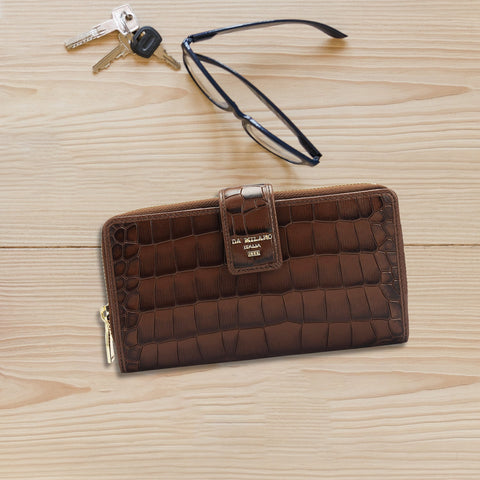 Croco Leather Ladies Wallet - Date