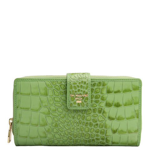 Croco Leather Ladies Wallet - Kiwi