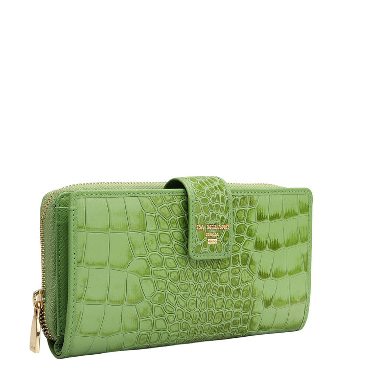 Croco Leather Ladies Wallet - Kiwi