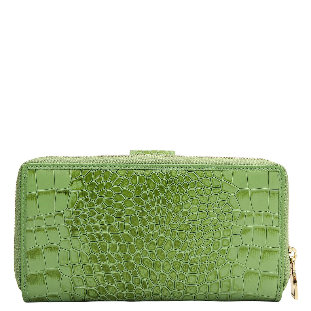Croco Leather Ladies Wallet - Kiwi