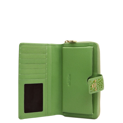 Croco Leather Ladies Wallet - Kiwi
