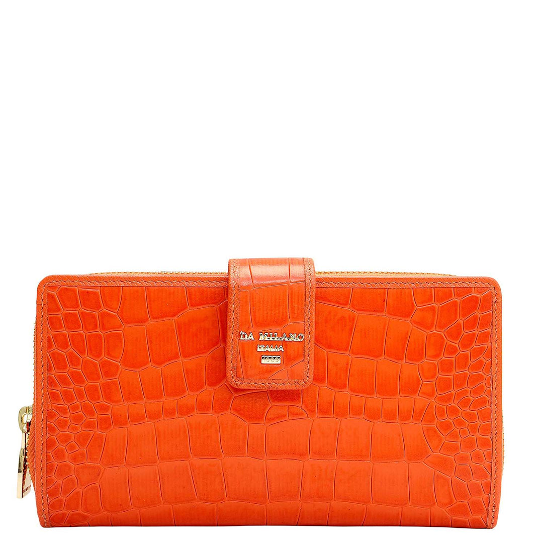 Croco Leather Ladies Wallet - Pumpkin