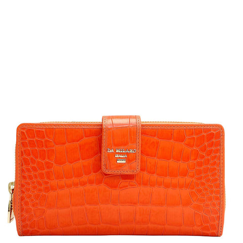 Croco Leather Ladies Wallet - Pumpkin