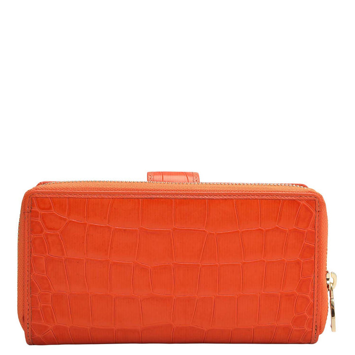 Croco Leather Ladies Wallet - Pumpkin