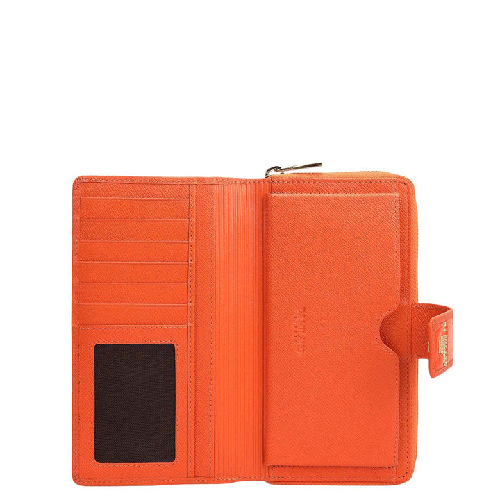 Croco Leather Ladies Wallet - Pumpkin