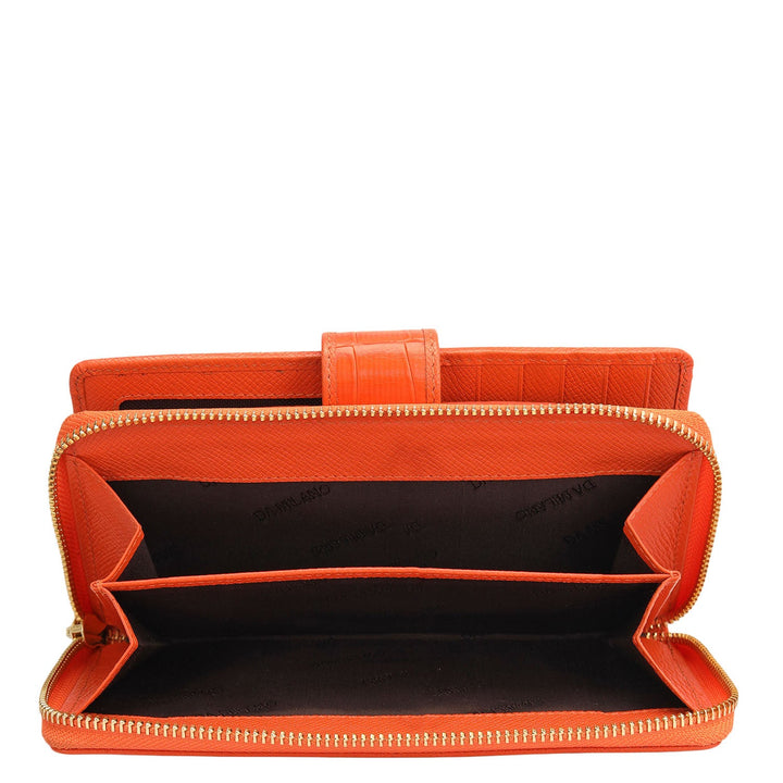 Croco Leather Ladies Wallet - Pumpkin