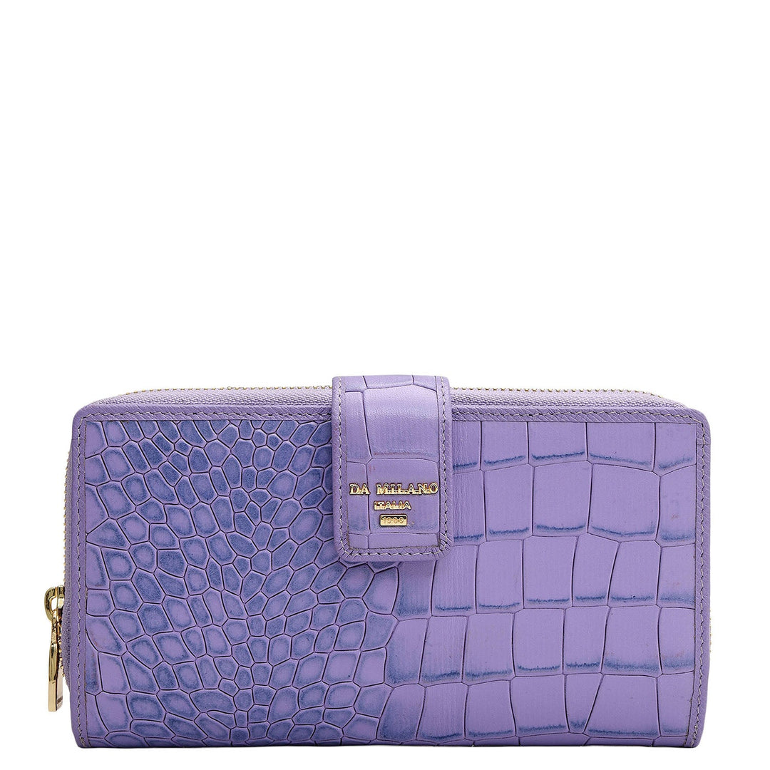 Croco Leather Ladies Wallet - Purple Haze