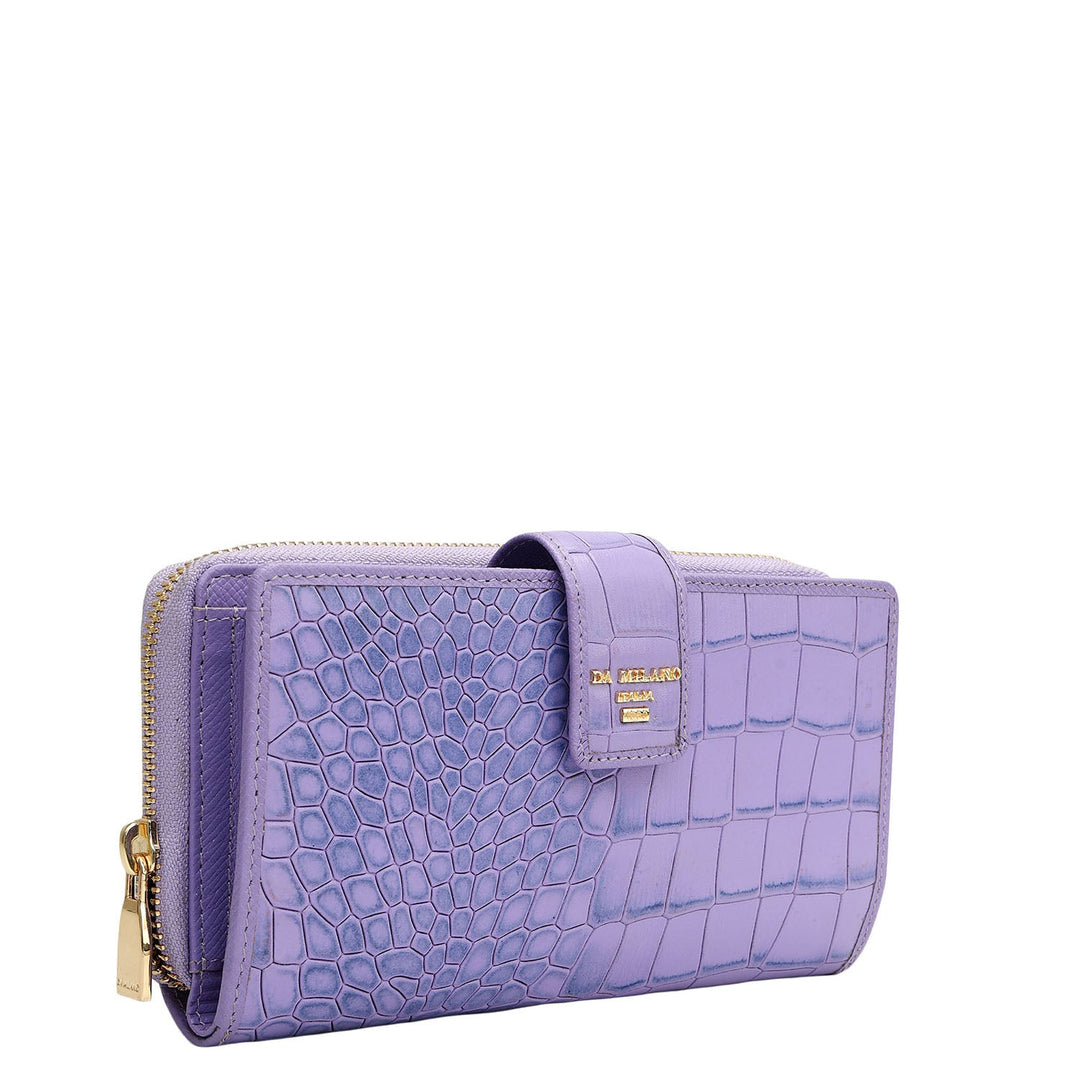 Croco Leather Ladies Wallet - Purple Haze