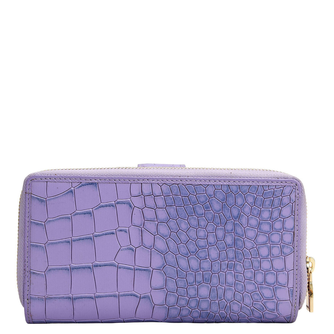 Croco Leather Ladies Wallet - Purple Haze