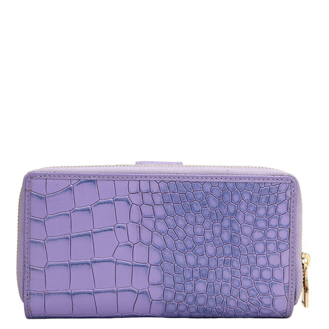 Croco Leather Ladies Wallet - Purple Haze