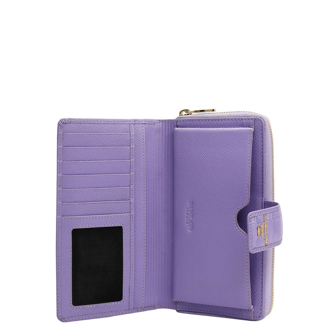 Croco Leather Ladies Wallet - Purple Haze