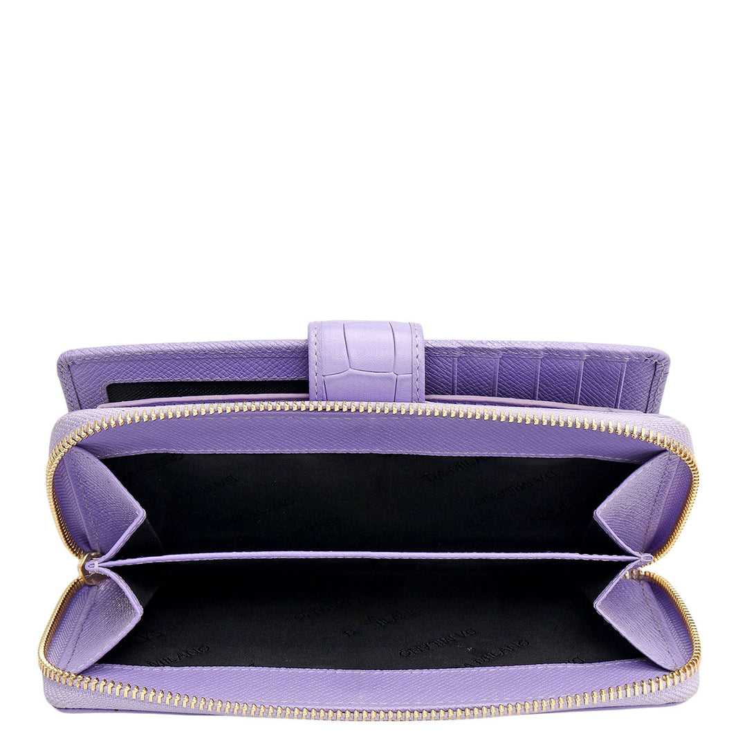 Croco Leather Ladies Wallet - Purple Haze