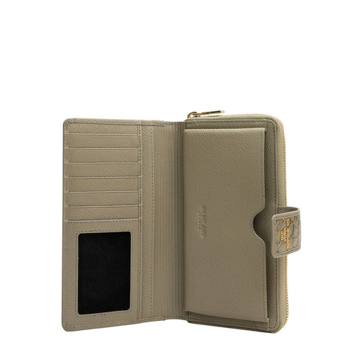 Croco Leather Ladies Wallet - Stone Grey
