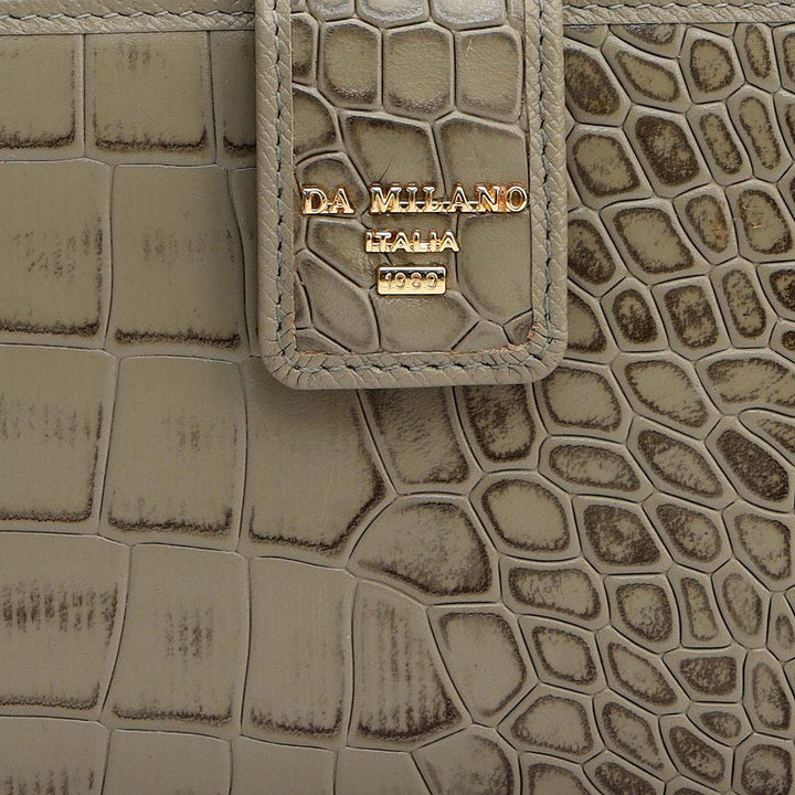 Croco Leather Ladies Wallet - Stone Grey
