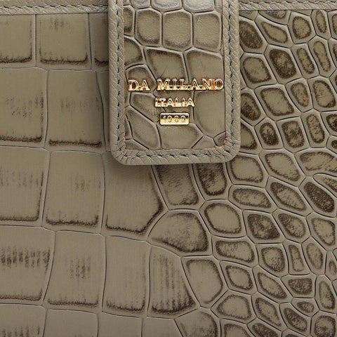 Croco Leather Ladies Wallet - Stone Grey