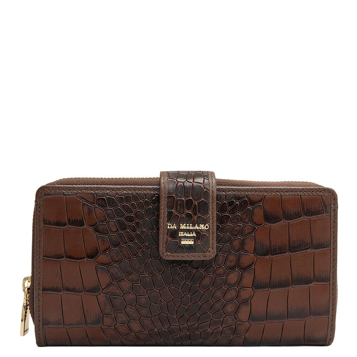 Croco Leather Ladies Wallet - Walnut
