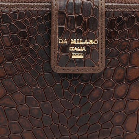 Croco Leather Ladies Wallet - Walnut