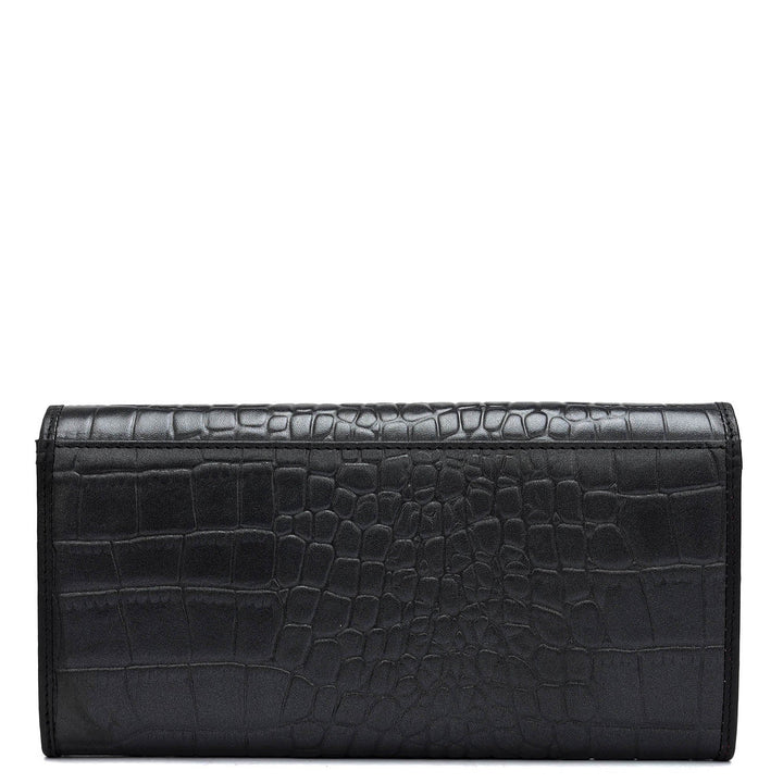 Croco Leather Ladies Wallet - Black