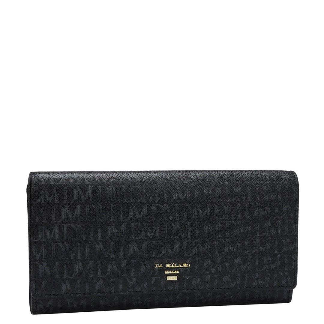 Monogram Leather Ladies Wallet - Black