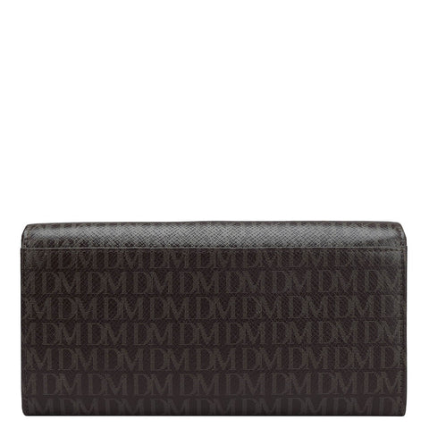 Monogram Leather Ladies Wallet - Chocolate