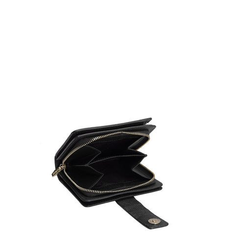 Croco Leather Ladies Wallet - Black