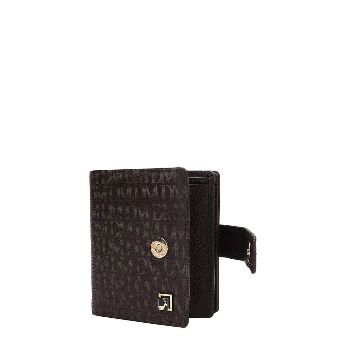 Monogram Leather Ladies Wallet - Chocolate