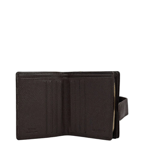 Monogram Leather Ladies Wallet - Chocolate