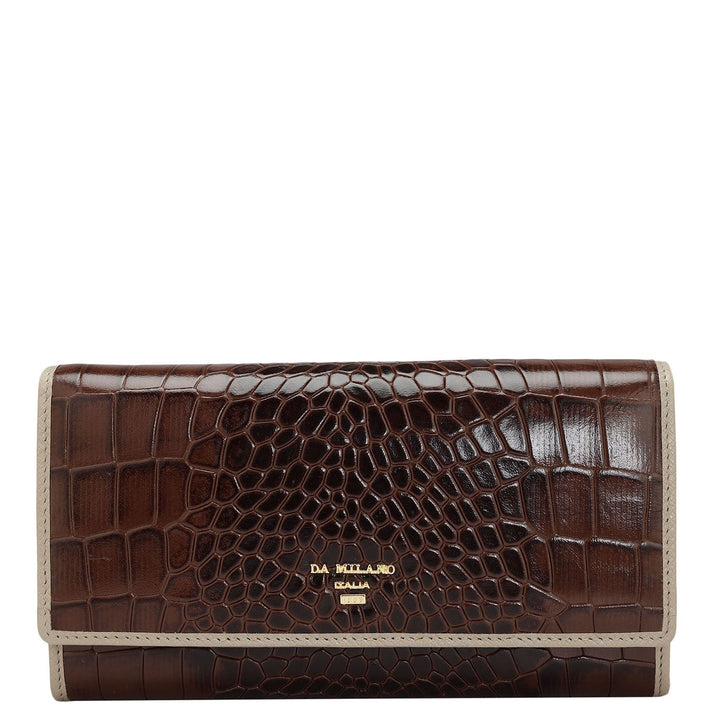 Croco Leather Ladies Wallet - Brown