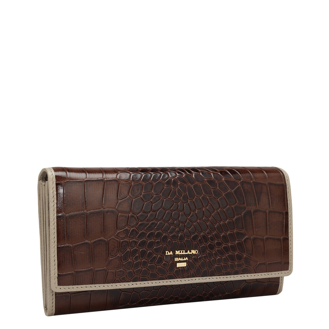 Croco Leather Ladies Wallet - Brown