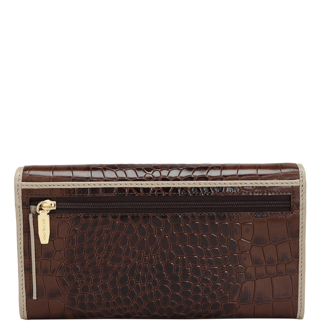 Croco Leather Ladies Wallet - Brown