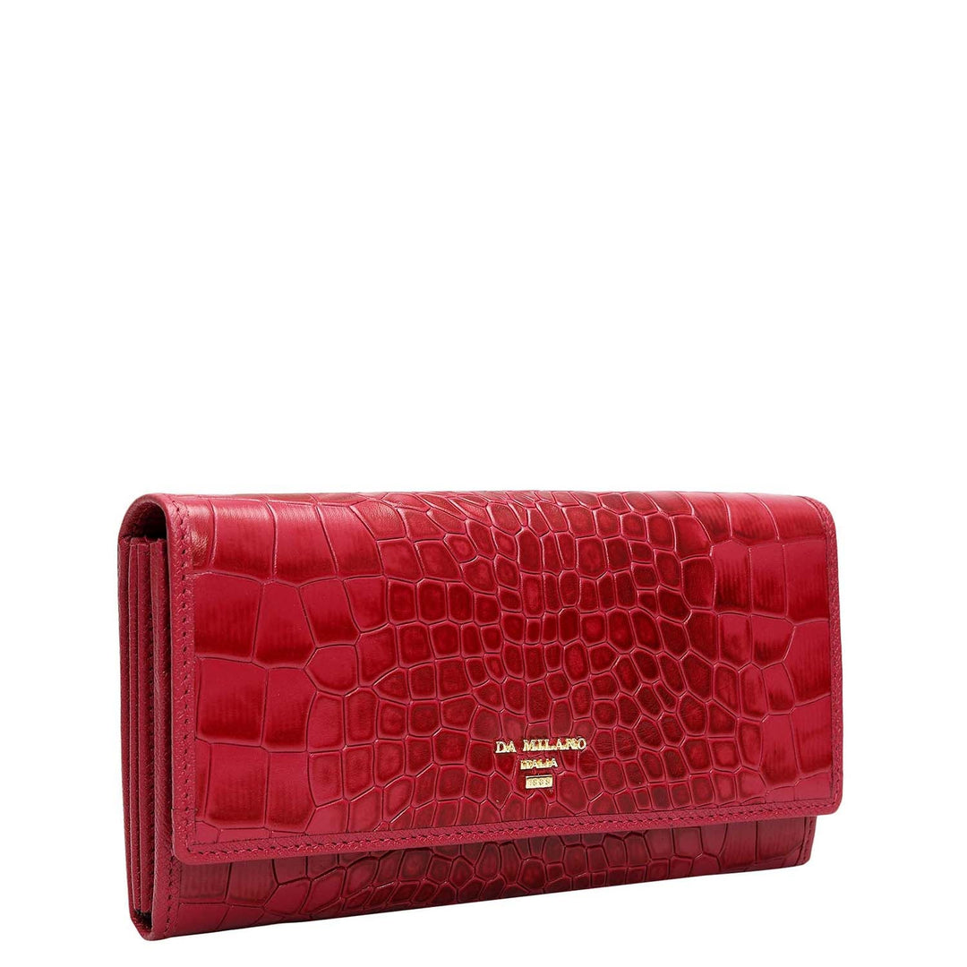Croco Leather Ladies Wallet - Plumberry