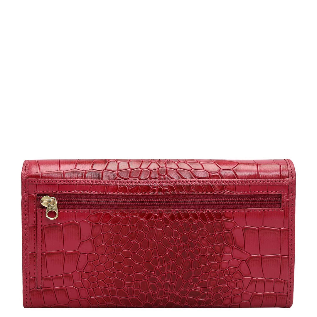 Croco Leather Ladies Wallet - Plumberry
