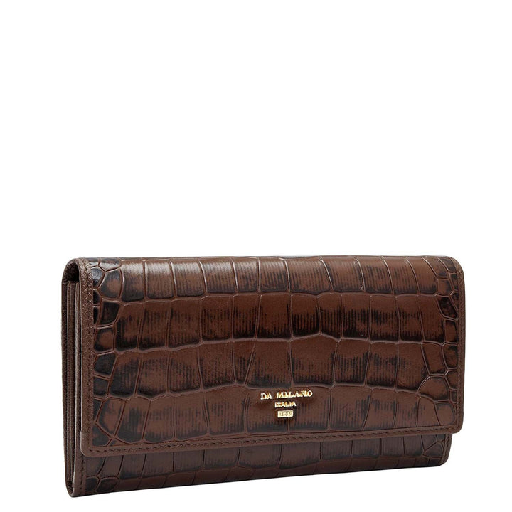 Croco Leather Ladies Wallet - Walnut