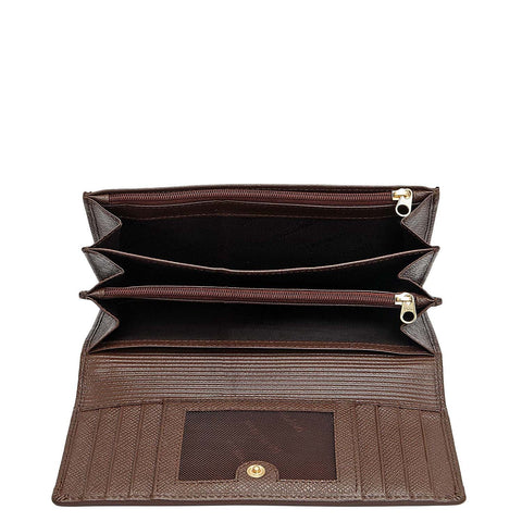 Croco Leather Ladies Wallet - Walnut