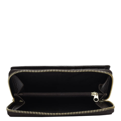 Da Milano Women's Leather Wallet - Wax Leather Ladies Wallet - Chocolate