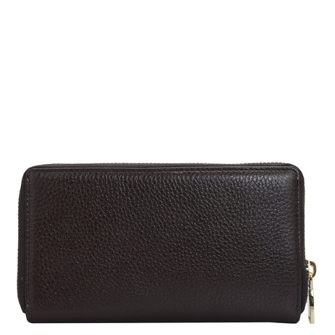 Da Milano Women's Leather Wallet - Wax Leather Ladies Wallet - Chocolate